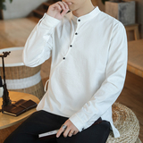 风春秋款棉麻长袖T恤男社会精神小伙衬衣A321-1-CS88-P50，男装T恤，电商A321-1（原钱塘6020）