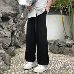 夏季新中式阔腿束脚宽松亚麻裤垂感风男裤A321-1-K936-P70图片
