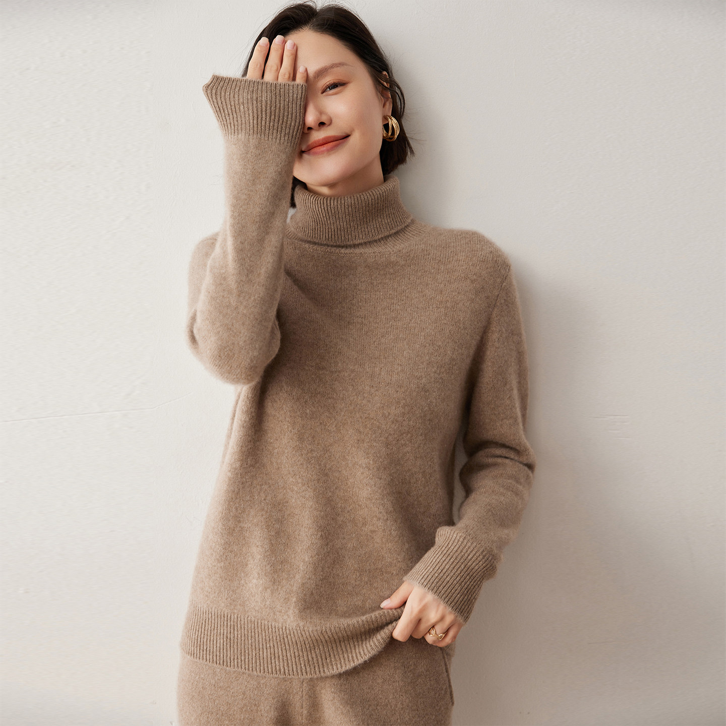 秋冬新款羊绒衫女高翻领加厚百搭针织毛衣内搭宽松休闲打底衫,女装/女士精品,羊绒衫,淘宝优惠券,粉丝福利购,淘宝优惠卷