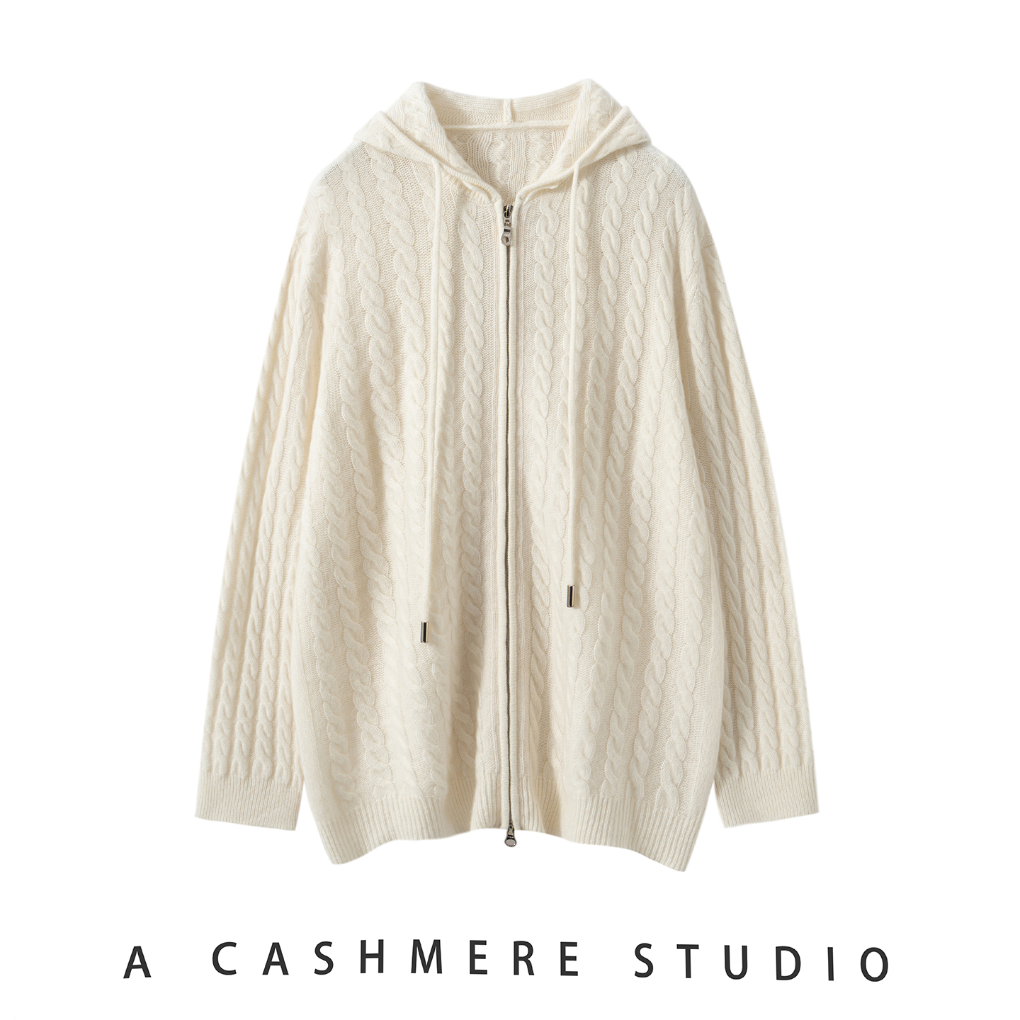 山羊绒衫加厚连帽羊绒开衫女