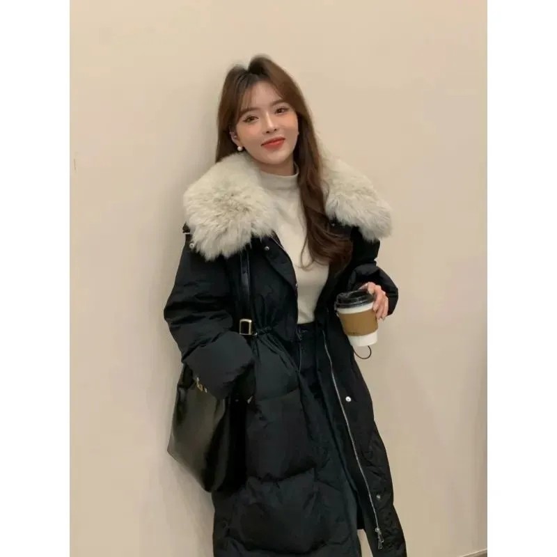 大码高级感毛领时尚外套女保暖面包服冬季收腰设计棉服韩版中长款