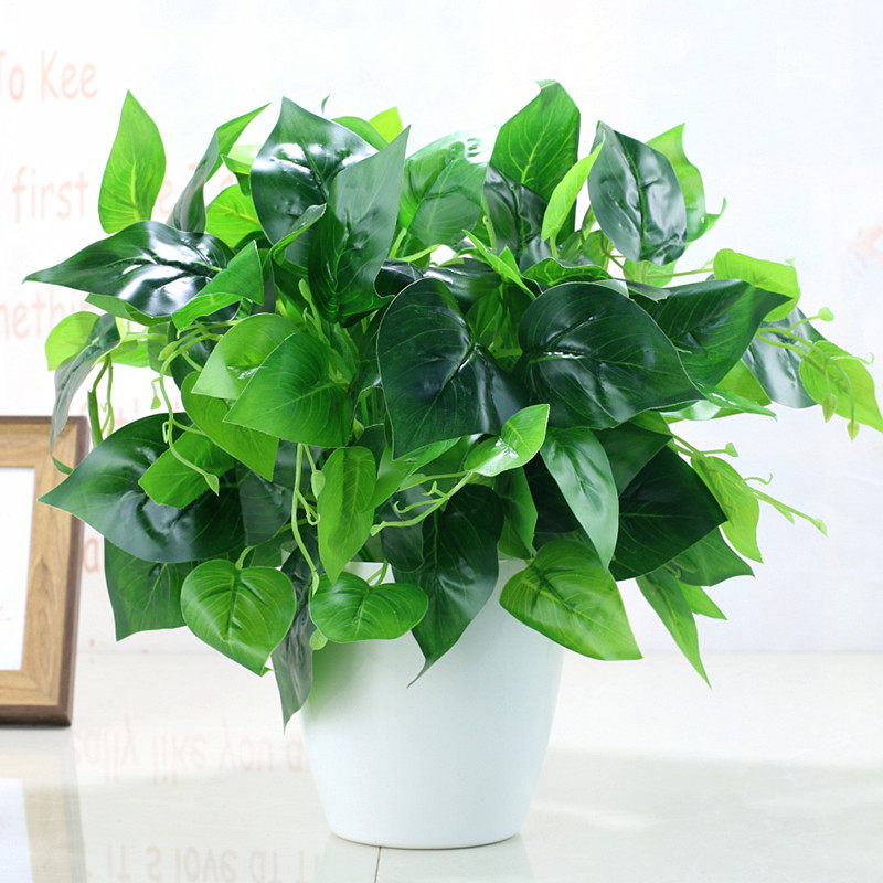 仿真花草假绿植物假花摆件室内客厅窗台装饰木栅栏摆设假绿萝盆栽