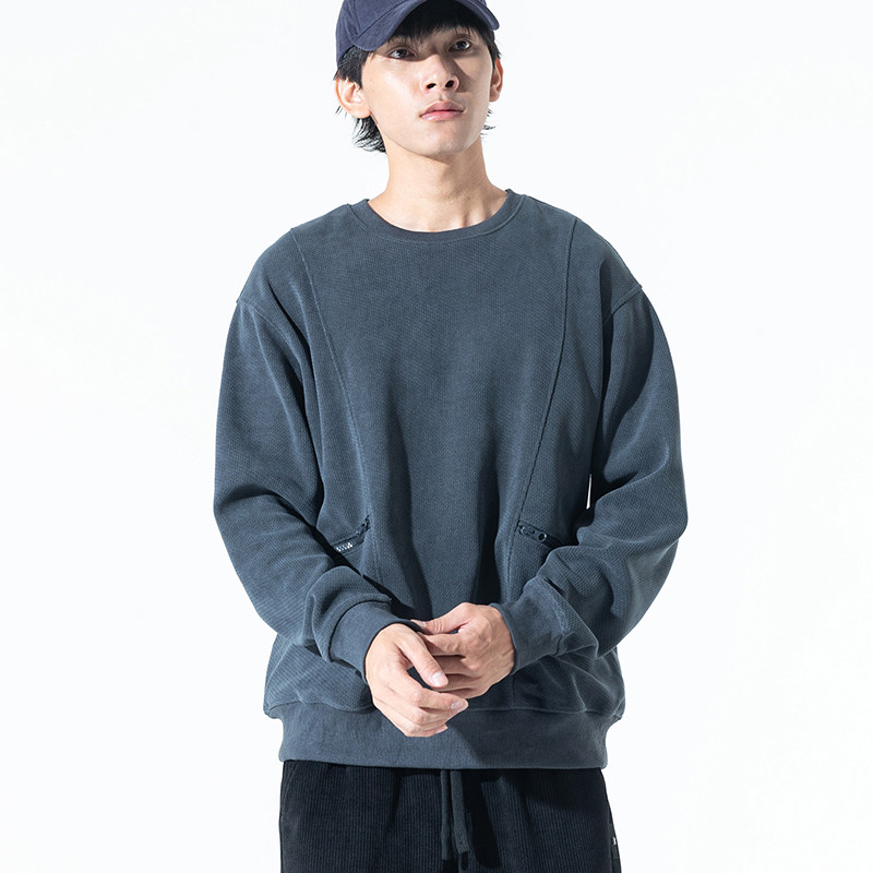 口袋拉链大码卫衣男2024新款宽松加厚加绒套头插袋秋冬雪尼尔长袖