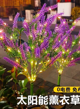 LED薰衣草灯太阳能款户外广场草坪地插景观仿真花灯仿真圣诞草灯