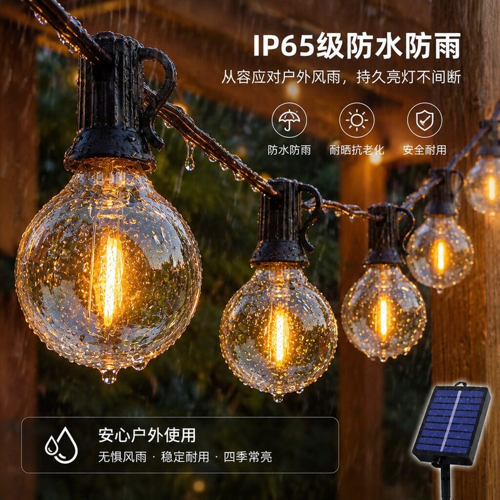 太阳能户外防水高亮G40庭院灯串灯泡景观露营灯花园帐篷场景布置