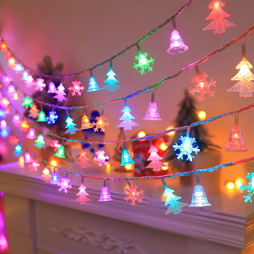 圣诞节雪花铃铛圣诞树装饰小彩灯