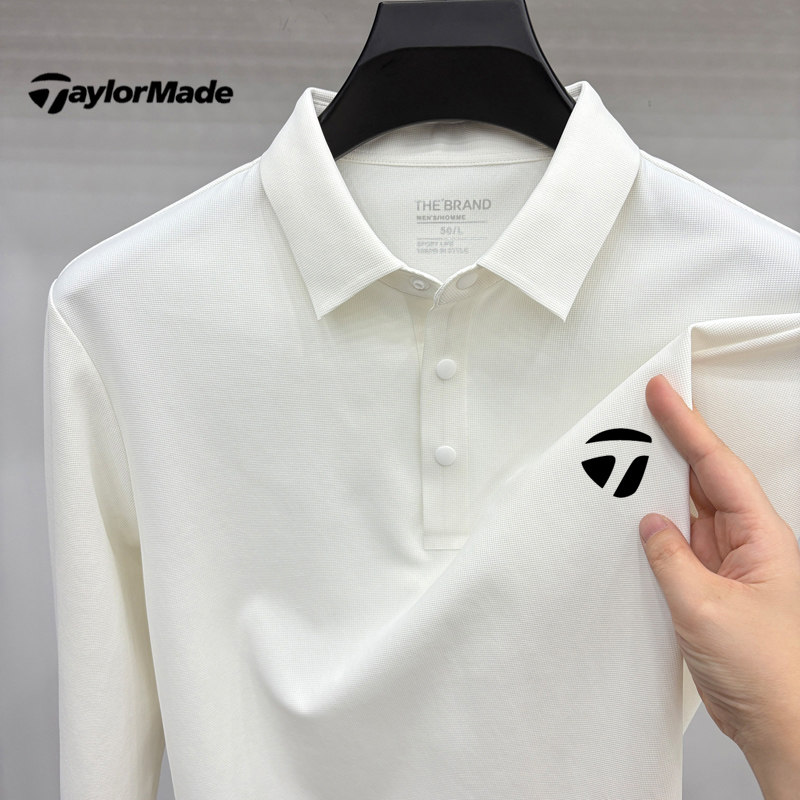 TaylorMade泰勒梅高尔夫男士长袖T恤户外透气休闲运动polo衫上衣