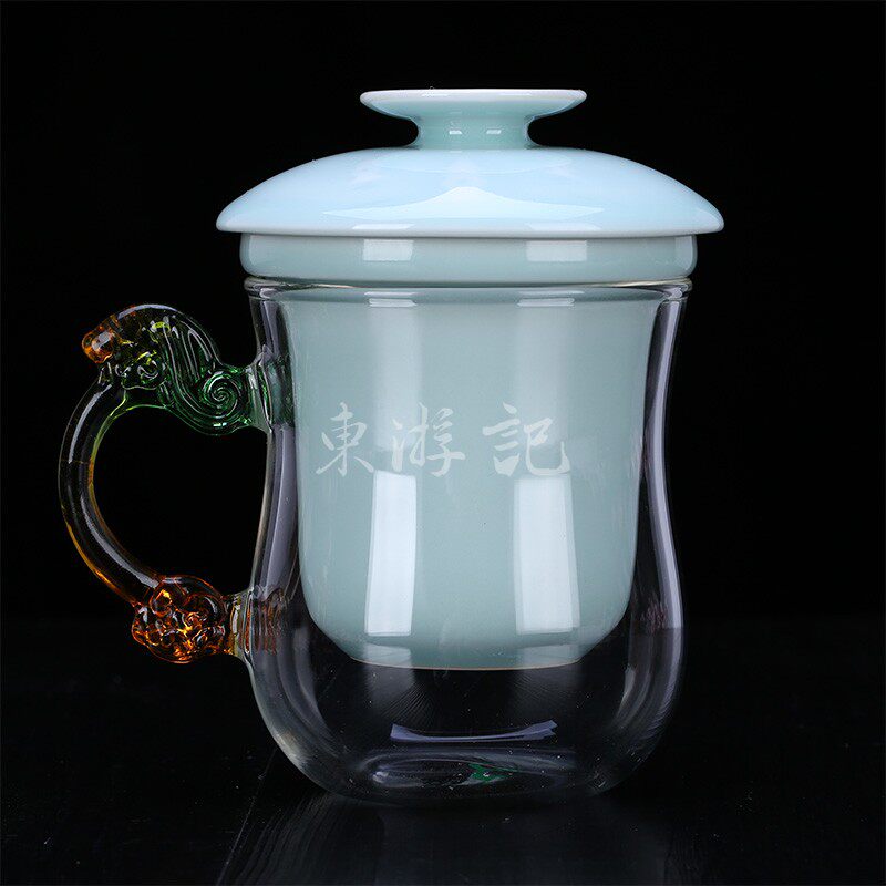 “微茶馆”过滤茶杯－西湖印象，中式青瓷送老师礼物送外国人礼品