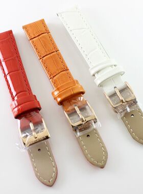 KINGTIS精铁时牌K6013L原装正品16mm红色6013真皮白色橘色手表带