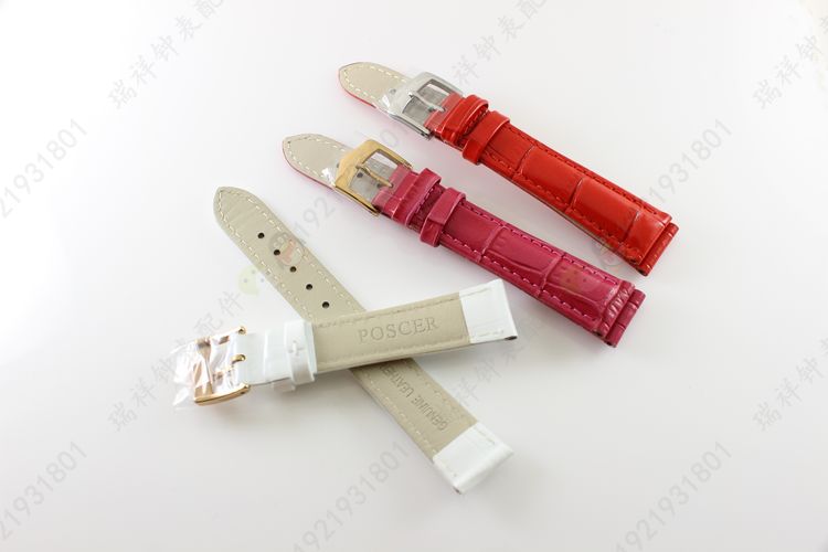 宝时捷女士真皮粉色手表带