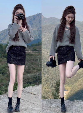 2024秋重工钩花针织衫斜肩软糯高级感套头上衣