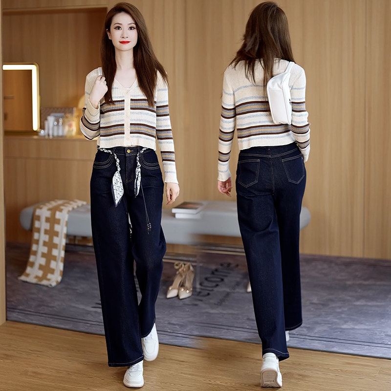 加厚植绒牛仔裤女2025秋