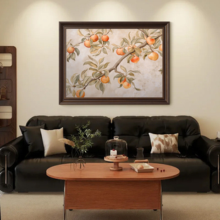 【平安富足】美式客厅装饰画中古风苹果树餐厅油画沙发背景墙挂画