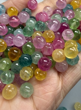 马卡龙碧玺色莲花珠玉髓散珠手链项链半成品 diy手工串珠材料配件