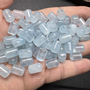 新品浅蓝桶珠海蓝宝色8x12mm散珠批发DIY玉配饰配件海蓝之谜桶珠