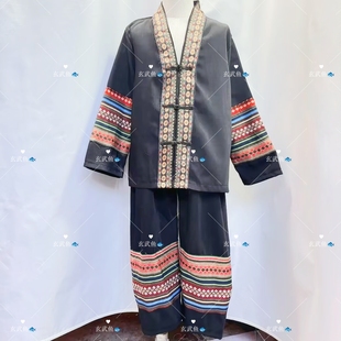 儿童民族服装男装苗族服装套装哈尼族演出服装亲子装拍照复古旅拍