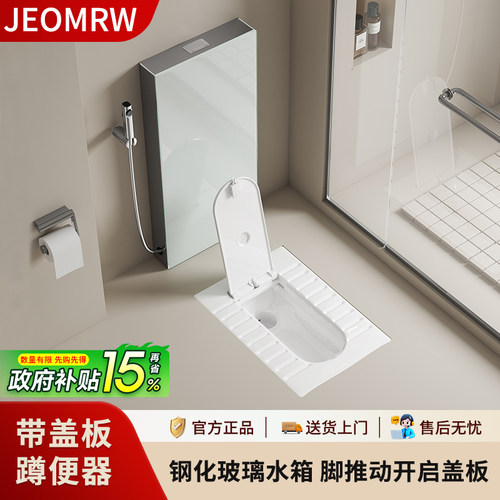 科众带盖板蹲便器落地式冲水箱