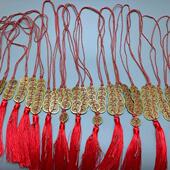 生日创意礼品满月1岁12岁开锁圆锁手工编制生日铜钱锁挂件古钱币