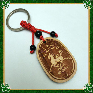 桃木马踏飞燕吊坠钥匙扣项坠挂件男女吉祥礼物挂饰