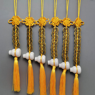 五帝钱白玉葫芦门对门挂件门槛仿清代真品六帝钱八帝钱九帝钱挂饰