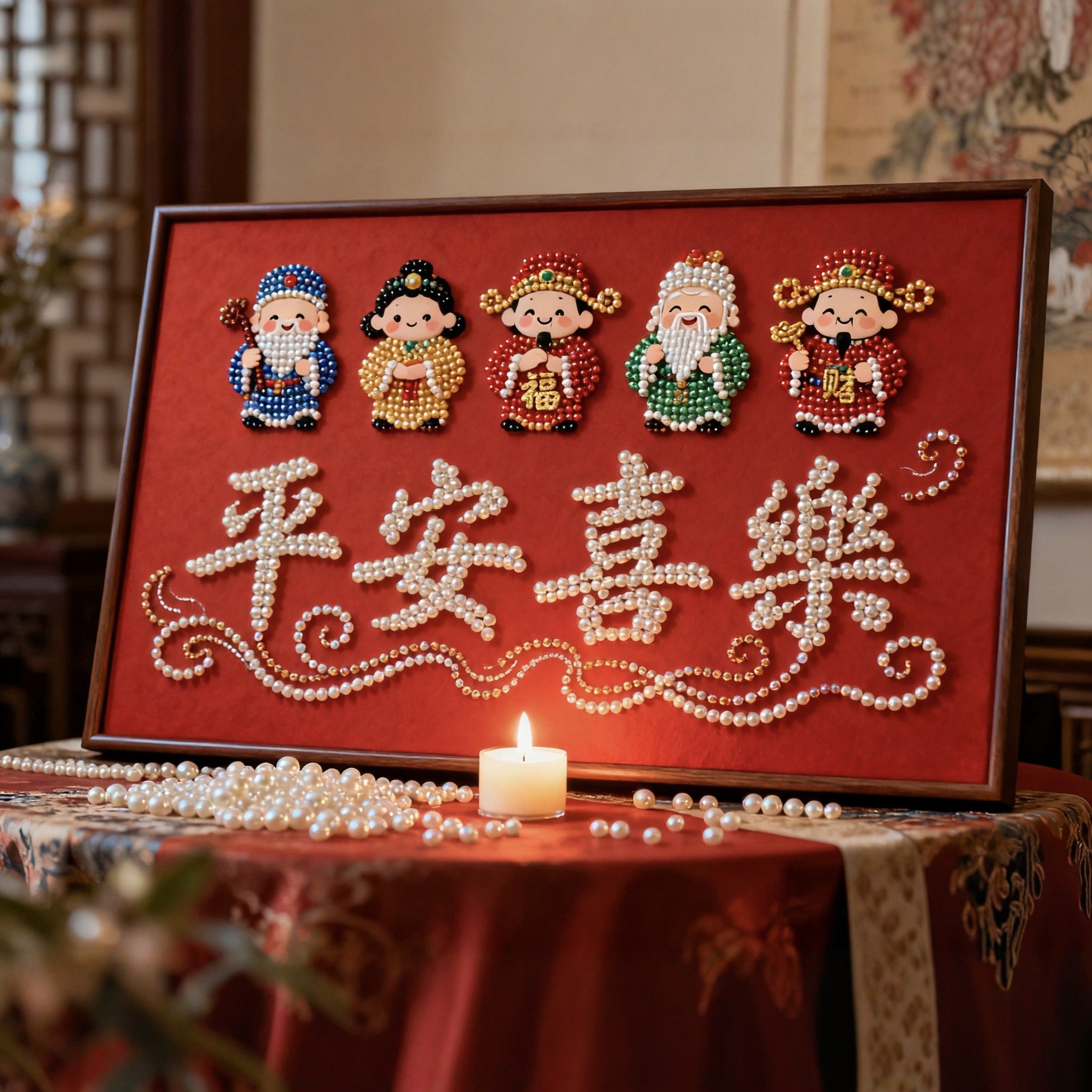 老人解闷新年诸神送福珍珠画diy手工材料包挂画打发时间节庆活动,玩具/童车/益智/积木/模型,儿童桌面游戏类,淘宝优惠券,粉丝福利购,淘宝优惠卷