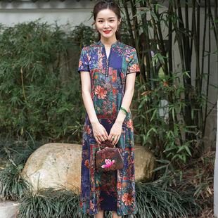 华族经典改良时尚旗袍连衣裙夏2025新式中长款优雅日常气质生活装