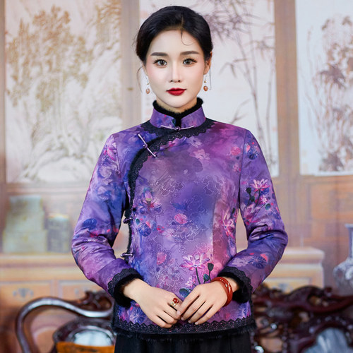 唐装女款冬季民国风淑女优雅显瘦