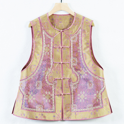 华族经典女士国风马甲春秋款外穿洋气减龄蜀锦重工如意盘扣250668