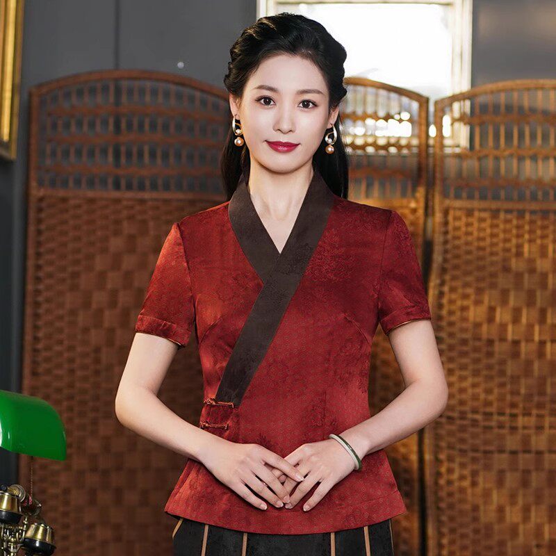 华族经典旗袍上衣夏改良汉服领国风开襟气质优雅显瘦唐装女楚汐瑶