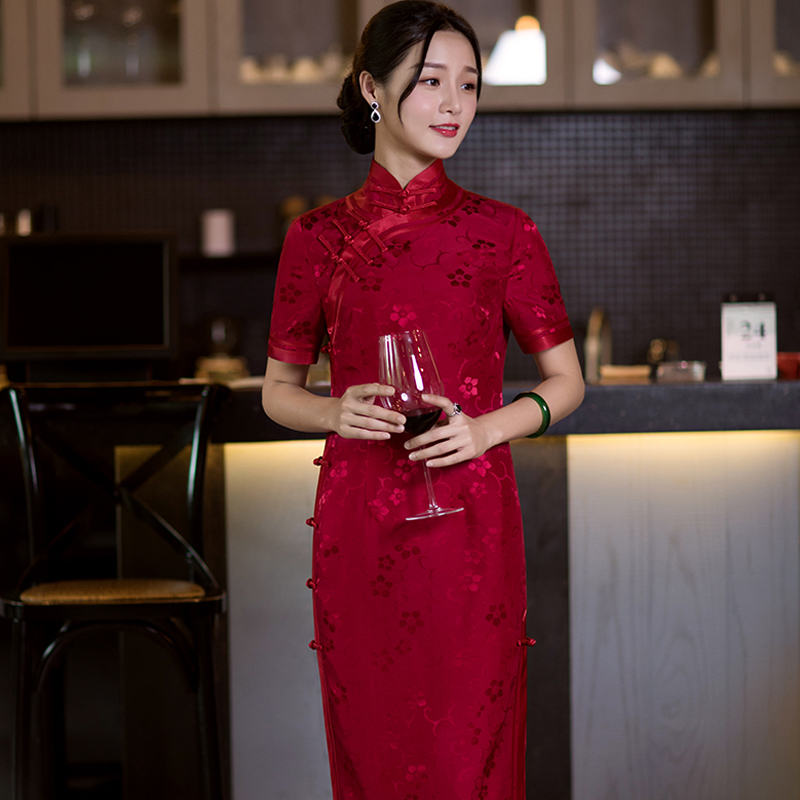 花罗优雅气质年轻款京派旗袍礼服