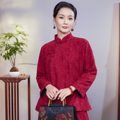 唐装 复古民国风长袖 女 旗袍上衣女金桂飘香加厚加绒新中式 华族经典