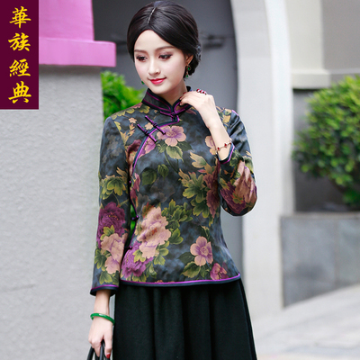 女士唐装真丝桑蚕丝中国风夹棉