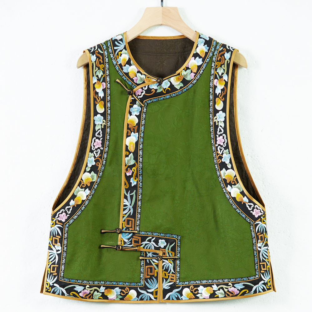 华族经典衬衫叠穿马甲中式复古香云纱重工绣花高端坎肩百搭250741