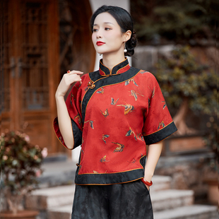 旗袍上衣女 复古改良版 华族经典 花蝶依香云纱中式