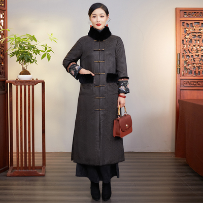 重工绣花毛领加厚保暖棉袄冬风衣