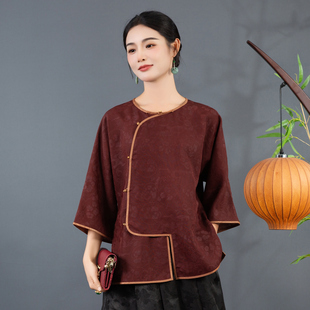 华族经典唐装女中国风高端上衣手工罗红云纱四经绞罗改良版250634