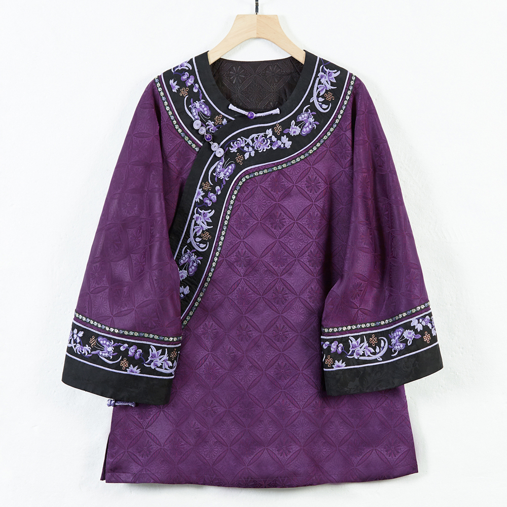 华族经典刺绣太太服中式女士唐装中长款香云纱改良旗袍小衫250509