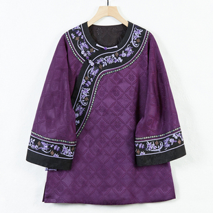 华族经典刺绣太太服中式女士唐装中长款香云纱改良旗袍小衫250509