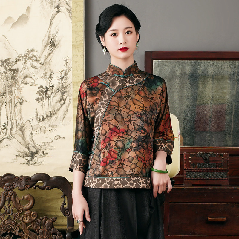 华族经典女士唐装2025夏季新款改良优雅淑女宽松显瘦斜襟旗袍上衣