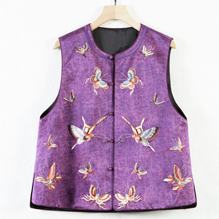 华族经典中式女马甲国风高级感红云纱重工刺绣唐装盘扣坎肩250693