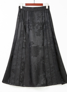 华族经典半身裙香云纱可拆卸夹棉加厚四季款唐装a字马面裙250933K