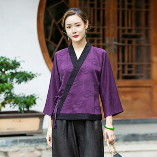 华族经典唐装上衣女40姆米香云纱改良复古新中式女装夏季汉服茶服
