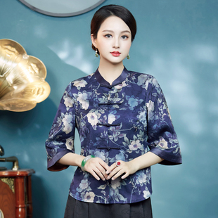 华族经典唐装改良版女时尚日常气质中式民国风对襟盘扣旗袍上衣夏