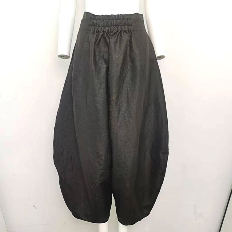 华族经典（沉烟）香云纱黑色萝卜裤哈伦裤中腰休闲显瘦显胯小裤子