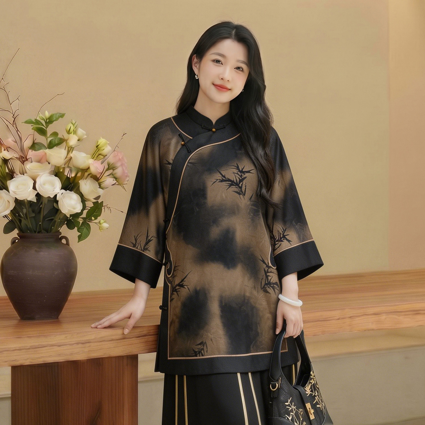 华族经典改良唐装女40姆米香云纱新中式贵妇国风太太服上衣260339