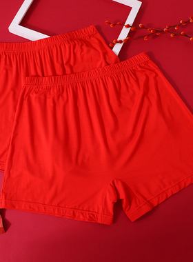 蛇年本命年莫代尔女士平角内裤大红色中老年人妈妈四角裤加肥大码