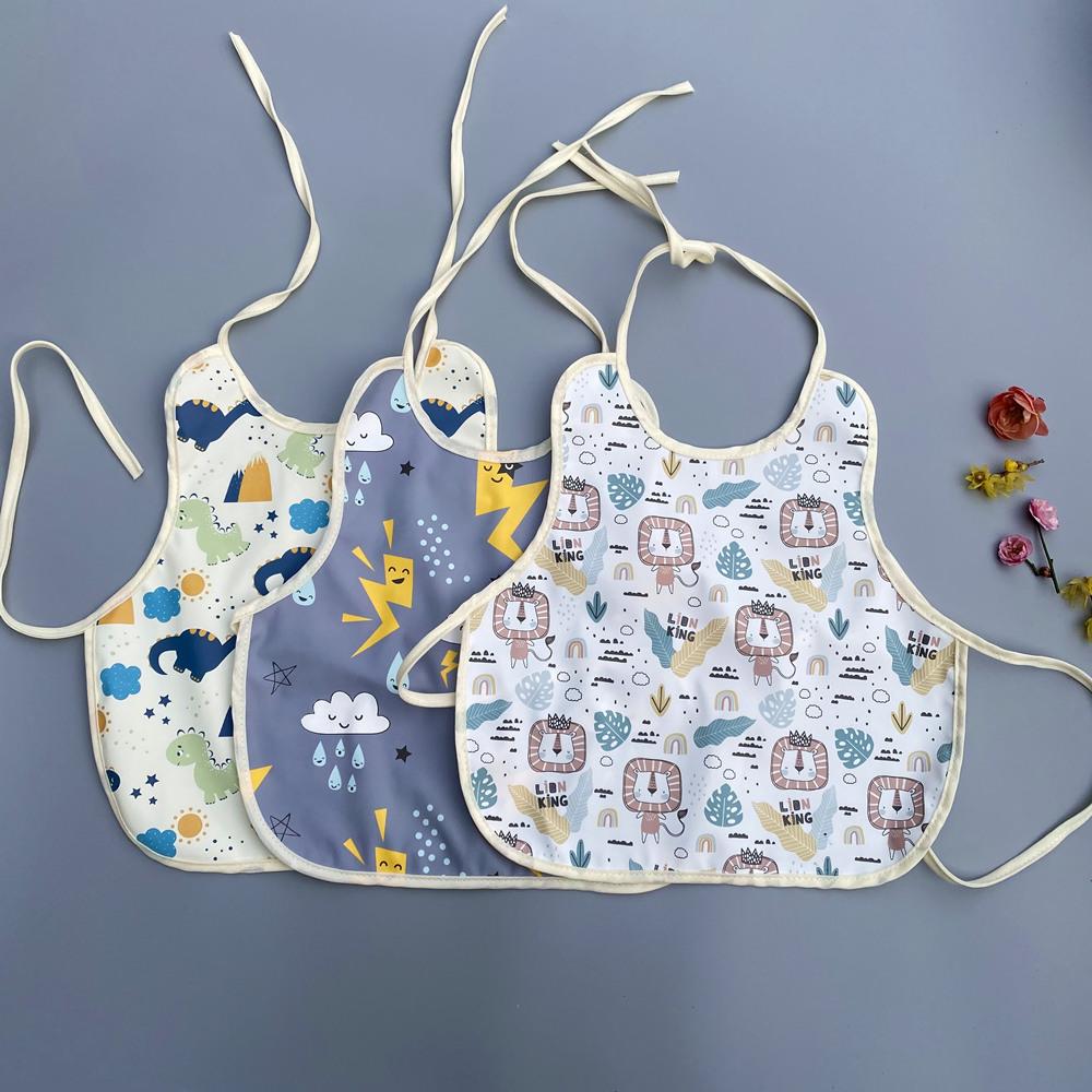 出口PU加大婴幼儿防水绑系带围嘴宝宝口水巾免洗饭兜男女小孩背心