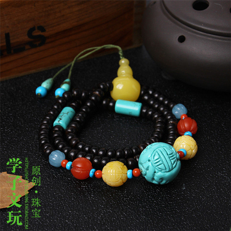 천연 청록색 둥근 구슬 용 구슬 목걸이 쇄골 체인 호북 원래 광산 느슨한 구슬 거친 돌 펜던트 액세서리 남성과 여성