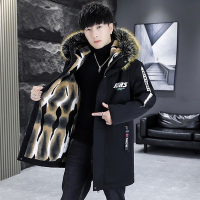 男士派克服中长款潮流连帽加厚