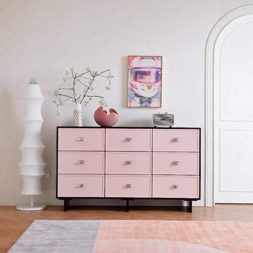 现代九斗柜家用复古边柜多巴胺玄关柜客厅收纳柜储物柜抽屉柜斗柜